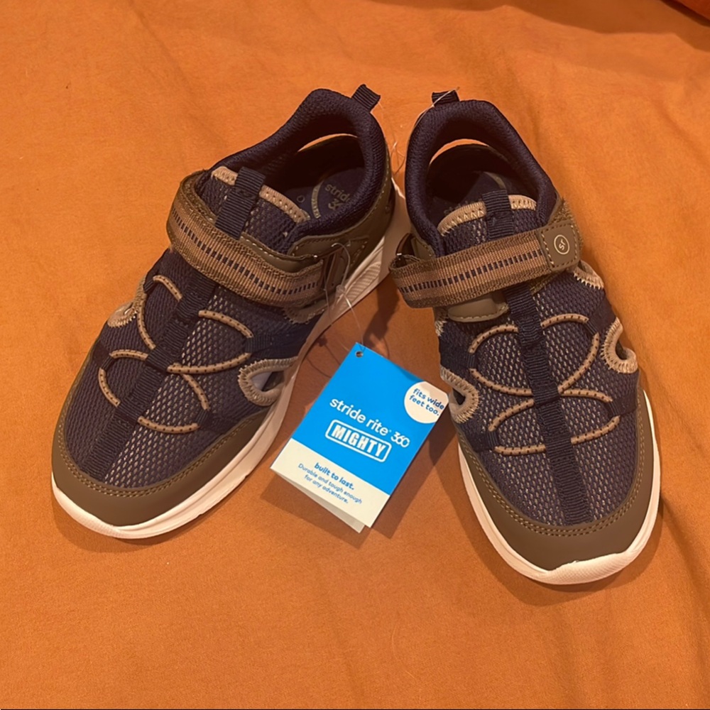 Stride Rite Kids' Navy and Brown Sneakers